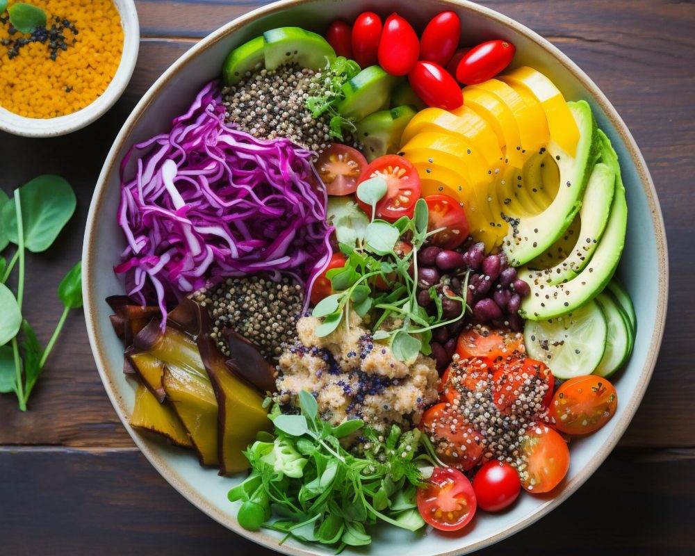 top-view-delicious-salad-table нутриціологиня